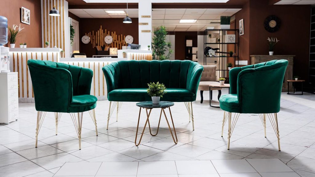 Estilos modernos de muebles de recepción para oficinas elegantes