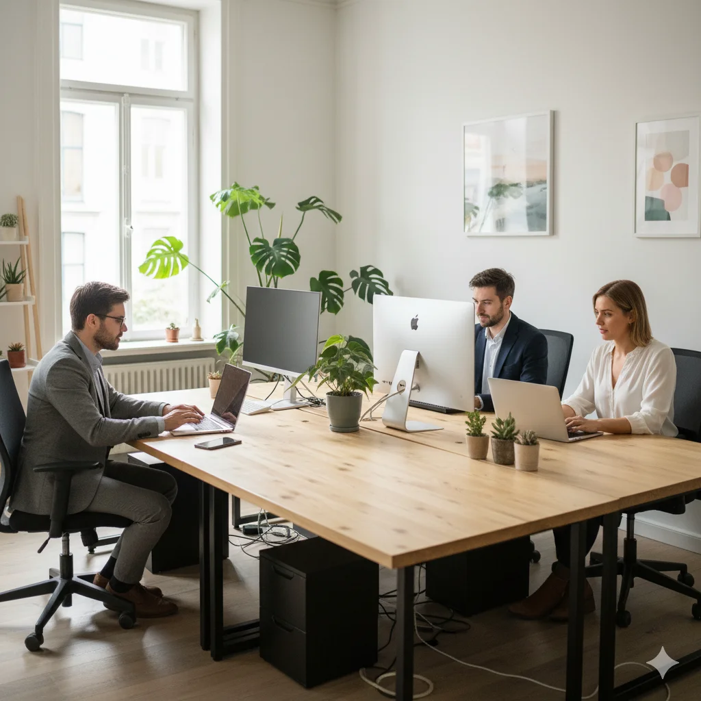 Escritorios grupales para trabajar en pareja