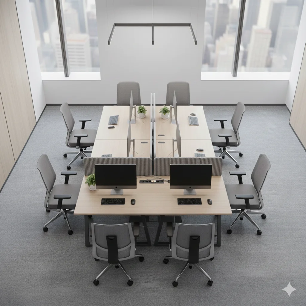 Bench para oficinas: trabajo colaborativo con diseño y funcionalidad