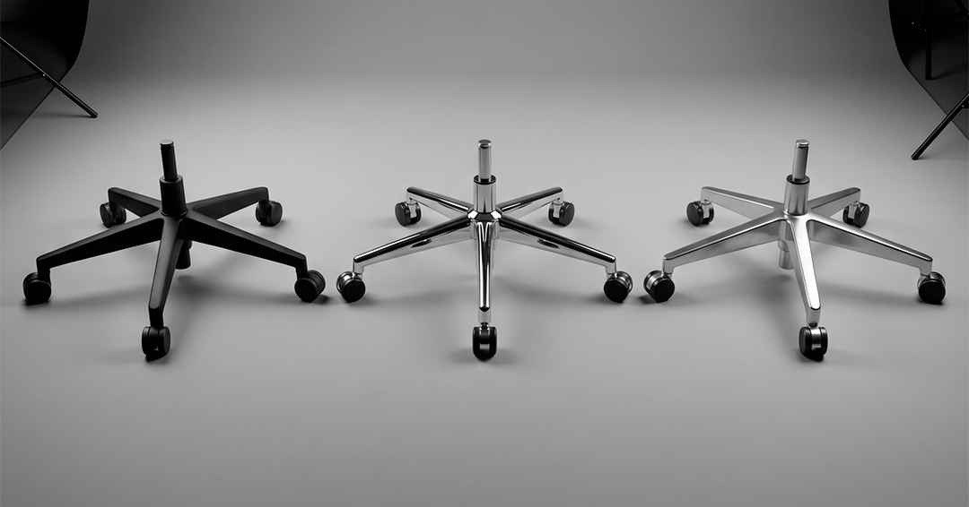 Bases de silla: diferencias entre cromado, nylon y aluminio